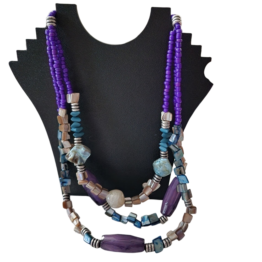 Chico's triple strand purple shell necklace